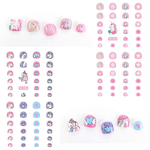 Yarlilyan Unicorn Kids Nail Sticker, 6 Sheets Blue Pink Beautiful Nail Art Decals Artist Painting Polish Self Adhesive Nail Decor #TOP4