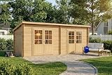 Alpholz Holz-Gartenhaus Maria Twin 598x272cm Naturbelassen 28mm Wandstärke