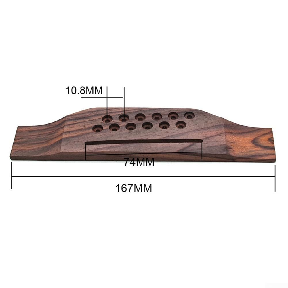 Chevalet de guitare acoustique à 12 cordes, chevalet de guitare en palissandre, sillet en os, kit de chevalet de guitare, accessoires pour guitare acoustique