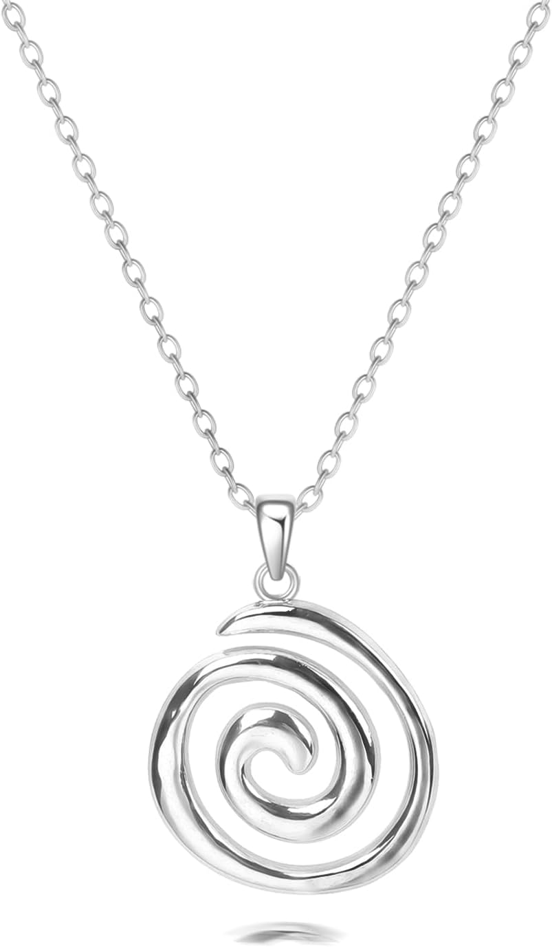 Rnivida Spiral Pendant Necklace for Women,14k Gold Plated Jewelry Gift with Adjustable Stainless Steel Chain 18‘’