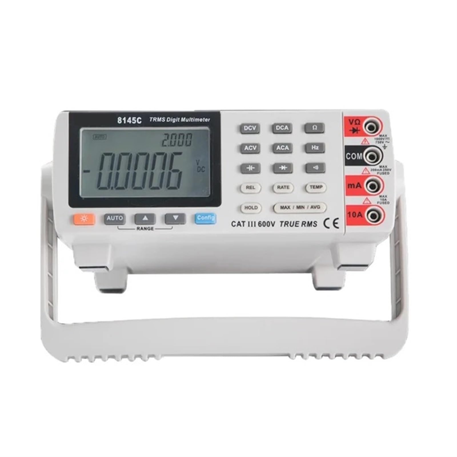 Medidor LCR Multímetro digital 8145C de sobremesa, 22 000 cuentas, RMS verdadero, 1000 V, 10 A, comprobador voltios, amperios, ohmios, capacitancia y Hz