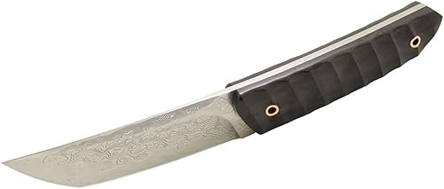 Miniatura 2 de MASALONG VG10 Damasco Short tanto cuchillo kni198 Hoja fija de espiga completa (mango negro)