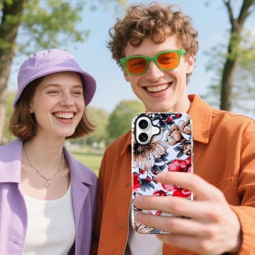 Image of Magnetic for iPhone 16 Plus Case [Compatible with Magsafe] Colorful Flower Floral Pattern Design, Full Body 2 in 1 Shockproof Scratch Resistant Protective Cover for Women Girls