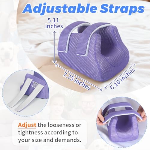 EHUCONHEEL 3D Heel Protectors for Pressure Relief, Breathable Foot Elevation Pillow, Adjustable Ankle Support Cushion Wedge for Bedridden Elderly, Washable Heel Cushion (Purple) - 4