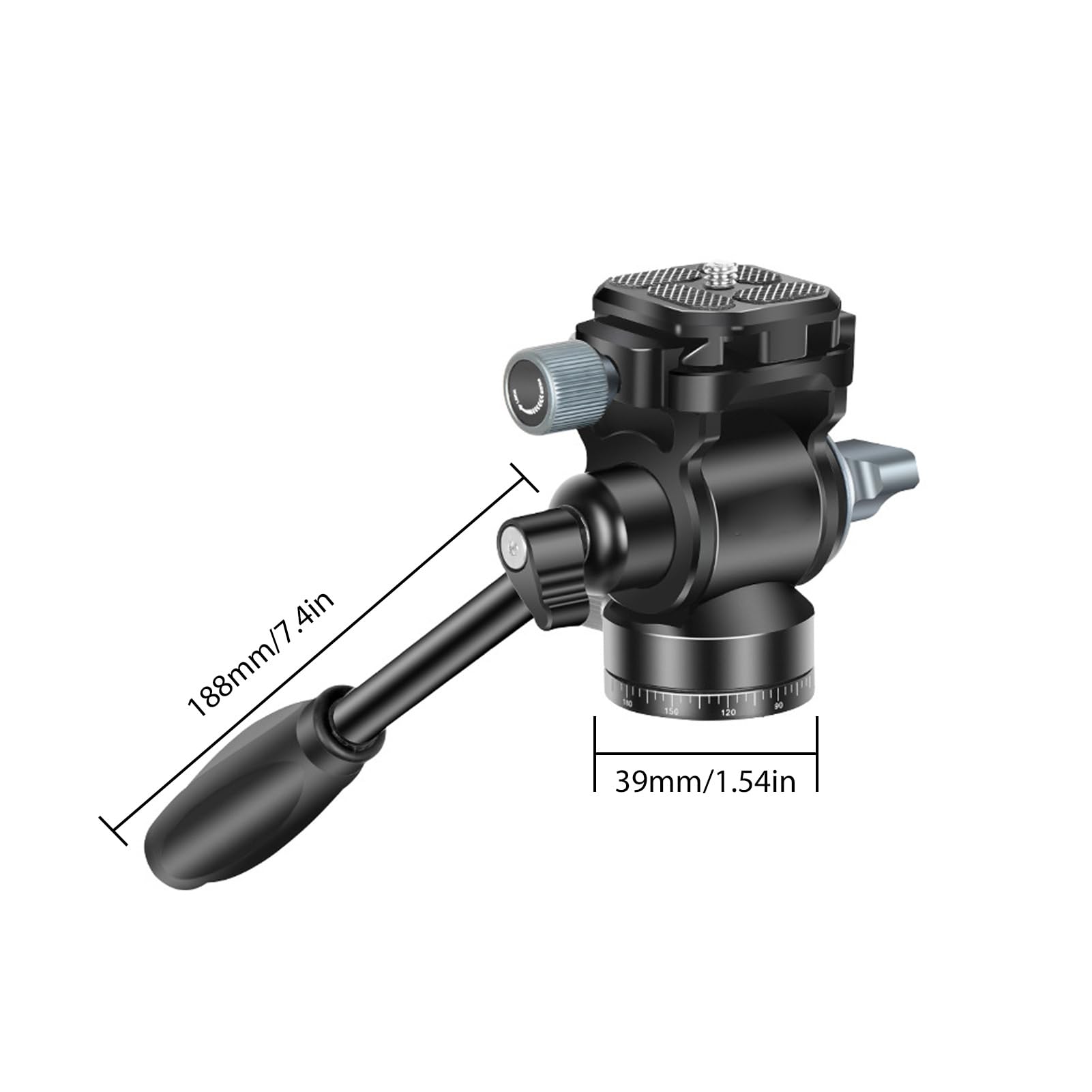Andoer Testa per Treppiede con Maniglia, capacità di Carico di 8 Kg per Videocamera DSLR, Foto Panoramica