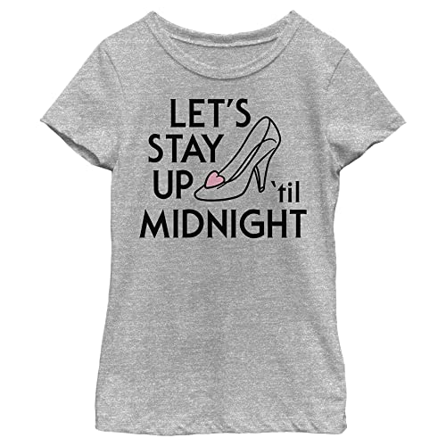 Image of Disney Little, Big Princesses Cinderella Midnight Girls Short Sleeve Tee Shirt, Athletic Heather, X-L
