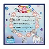 PARTNER 2nd-13th Birthday Gifts for Her, Pink Pearl and Rhinestone Number Charm Bracelet for Girls D