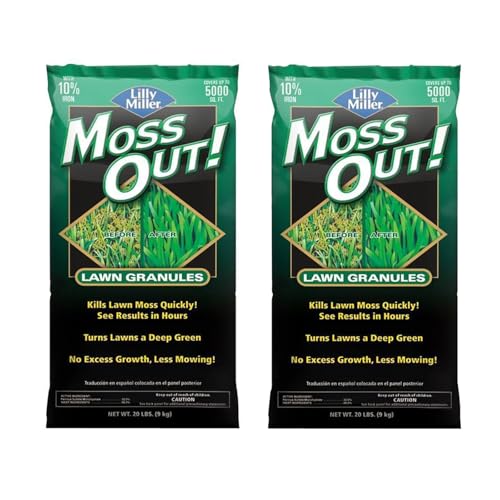 Lilly Miller Moss Control Granules for Lawns Fast Acting Moss Treatment with Iron Covers 5 000 sq ft per Bag (2 Pack)