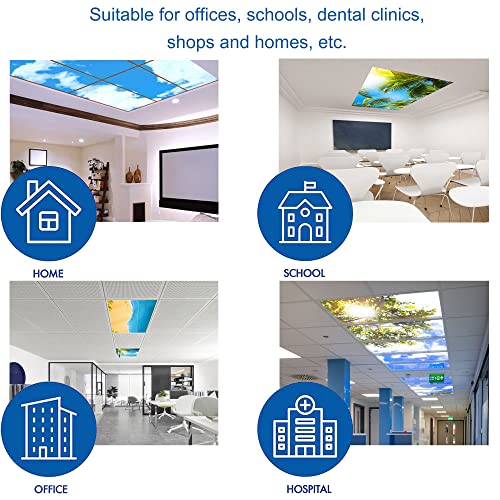 Lanqiao Fluorescent Light Covers For Classroom Kitchen Office Decorations-Nebula Galaxy-Eliminate Harsh Glare And Headaches-Easy To Install Ceiling Light Covers-2'X4' #TOP5