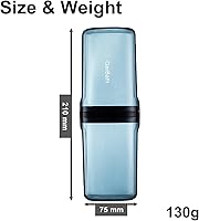 Vista 3 de Taza de aseo de viaje, taza transparente para enjuague bucal, estuche portátil para cepillos de dientes con tapa, artículos de tocador de baño