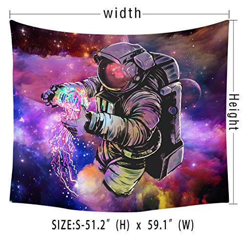 Hexagram Astronaut Tapestries Wall Tapestry Bohemian Hippie Tapestry Fantasy Space Tapestry Wall Hanging Trippy Galaxy Planet Wall Art For Dorm Decorations #TOP2