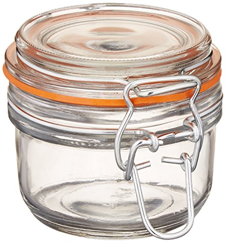 Anchor Hocking 5.4-Ounce Mini Glass Jar with Hermes Clamp Top Lid, Set of 12, Clear -
