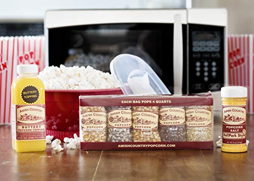 Amish Country Popcorn | 10-4 Oz Bags | Microwave Bowl And Popcorn Kernels Variety Pack With Buttery Topping And Ballpark Buttersalt | Old Fashioned, Non-Gmo And Gluten Free #TOP1