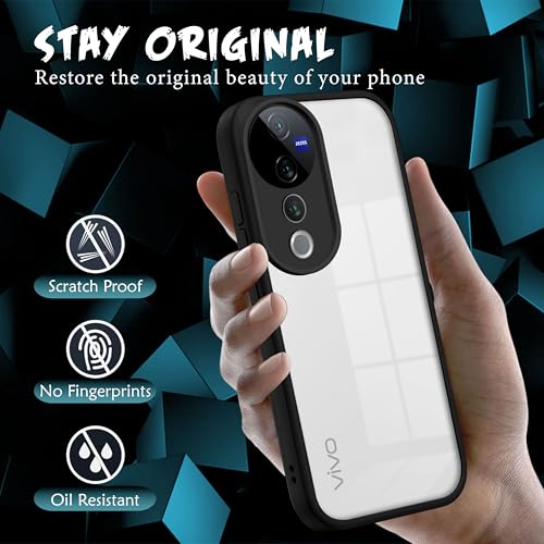 Image of V-TAN Back Cover for Vivo V40, V40 Pro Compatible Case, Transparent Clear, TPU, Camera Protective Shockproof Cover (Black)