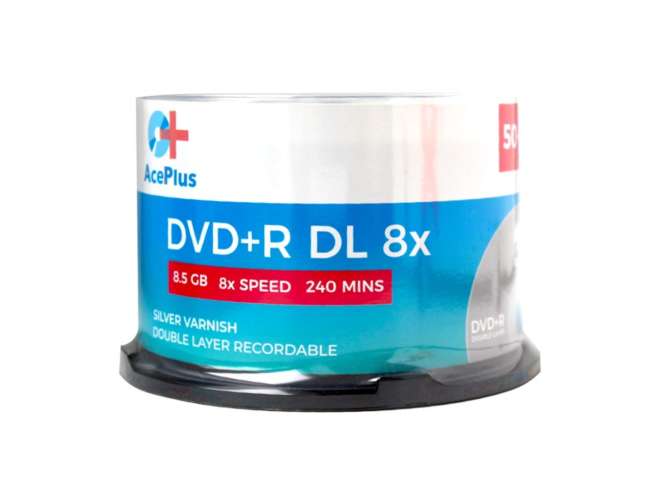 DVD+R 8X - Caja para pasteles (doble capa, 50 unidades), color plateado