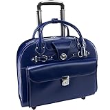 McKLEIN 15' Leather Wheeled Ladies' Laptop Briefcase- EDGEBROOK- Navy