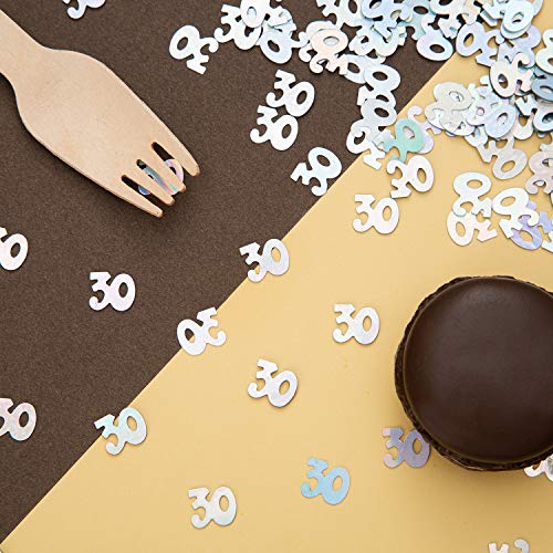 Emaan Number 30 Metallic Foil Confetti For 30Th Anniversary And 30Th Birthday Party Table Confetti Decorations (Iridescent) #TOP1