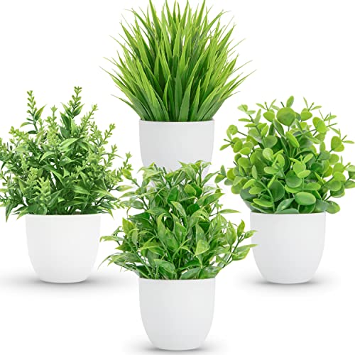 Miracliy 4 Packs Fake Plants Mini Artificial Greenery Faux Plants Indoor For Home Office Farmhouse Bathroom Decor #TOP14