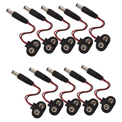 Ardest 9V Battery Clip with 2.1 x 5.5 mm Male DC Power Plug Center-Positive Barrel Jack for Arduino（Pack of 5） Cover