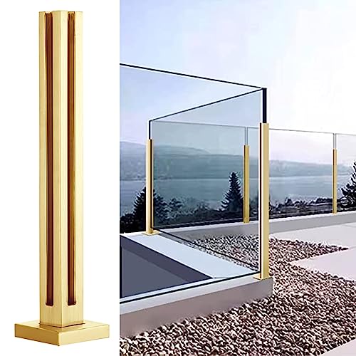 HOMEd s Barandilla para balcón y patio, poste de esquina de acero inoxidable, 65 cm de altura, barandilla de cristal para interiores y exteriores, valla de terraza Ele