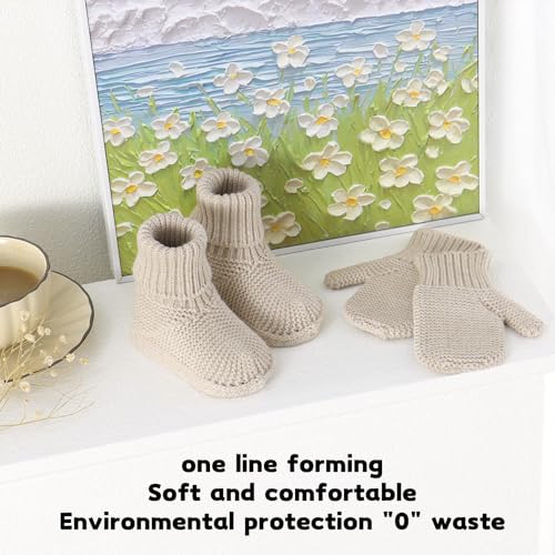 Hadetoto Baby Booties and Gloves Mittens Set, Newborn Infant Boy Girl Knit Soft Boots Gloves Baby Gifts4