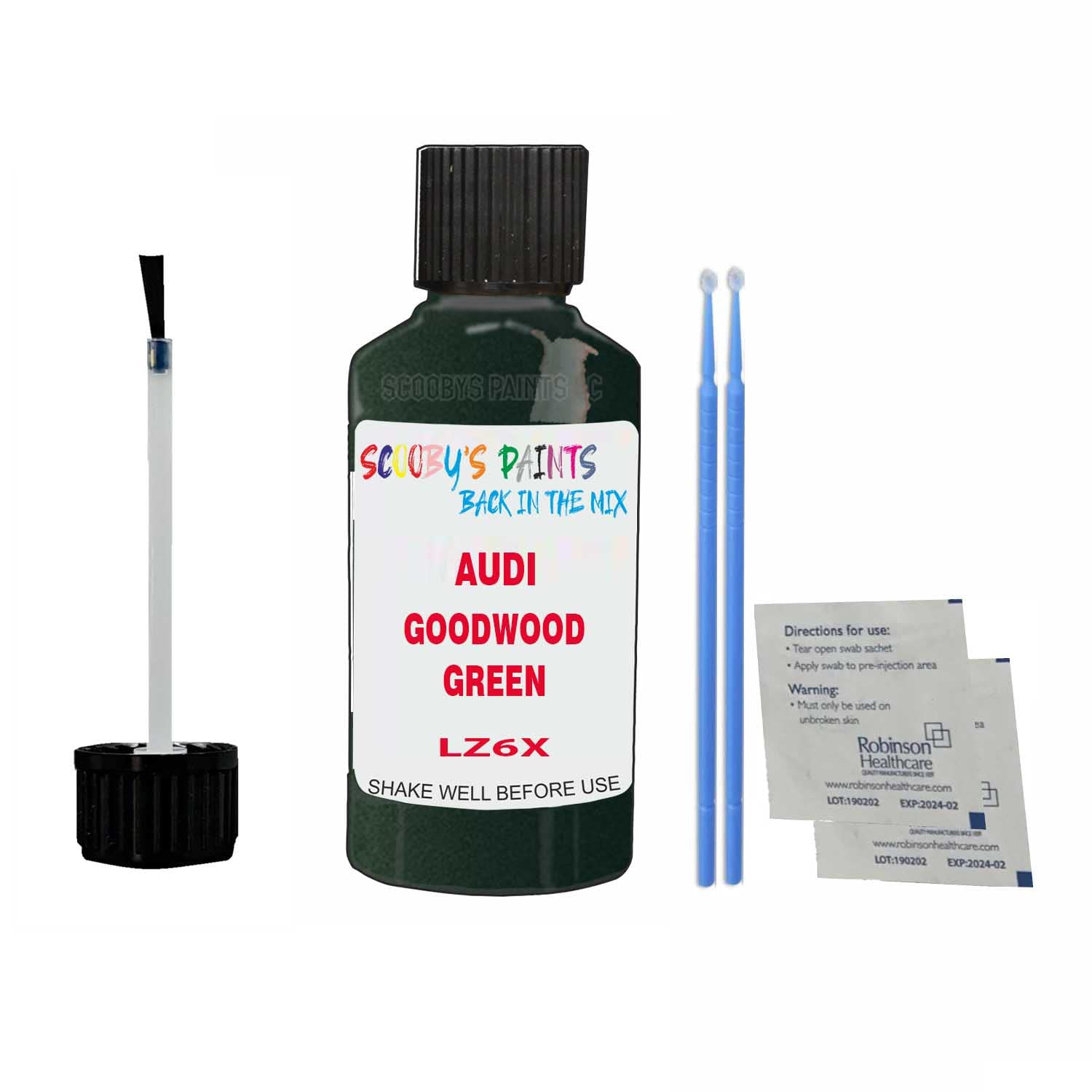 Scoobys Paints Back In The Mix Goodwood Green Touch Up Paint For Audi Q3 Lz6x 1999-2021 30Ml Bottle Brush Scratch Stone Chip Repair Pen