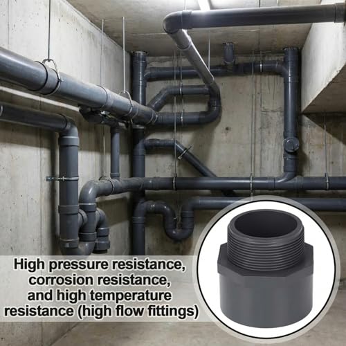 Image of 8 Pcs 2 Inch PVC Pipe Fitting Male Adapter Schedule 80 Socket x Npt Compatible with 836 Series Heavy Duty Industrial Grade Corrosion Resistant Plumbing Irrigation Connector for Water