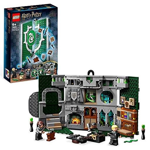 LEGO 76410 Harry Potter Estandarte de la Casa Slytherin, Sala Común del Castillo de Hogwarts o Cuadro de Pared, Juguete de Viaje, Mini Figura Draco Malfoy | Ya disponible en tu tienda friki favorita! En mundofriki.es!