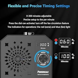 PowerScale Ozone Generator 90,000mg/h O3 Intelligent Control Ozone Odor Eliminator Commercial Ozone Machine Odor Removal, For Home, Car, Pet Room - High Capacity Ionizer Ozone Air Purifier, Black