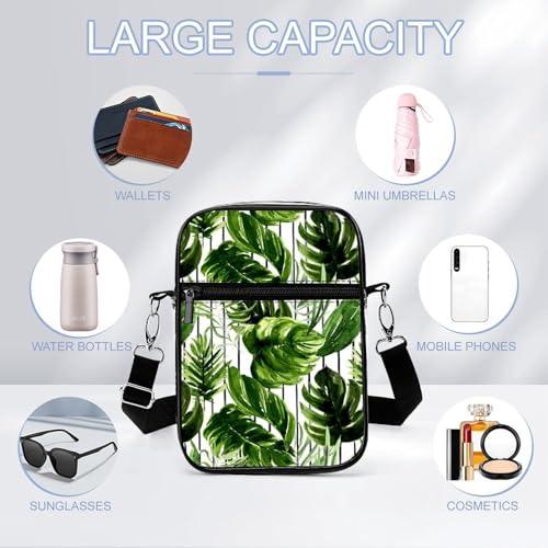 Boho Summer Monstera Clear Crossbody Bag Stadium Bag Adjustable Side Shoulder Bags Messenger Bag with 2 Compartments3
