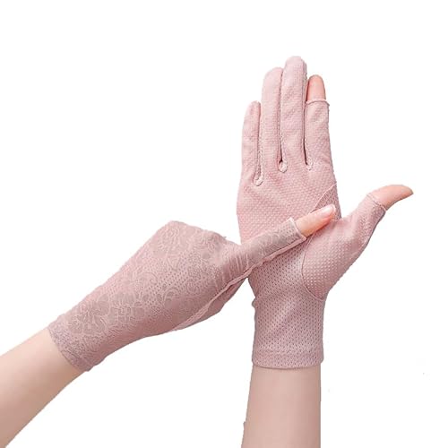 HinyBoeh Luvas femininas de proteção solar de renda, protetor solar, luvas para dirigir e dirigir e
