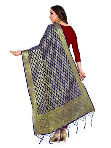Elina fashion Women's Zari Work Indian Pakistani Banarasi Art Silk Woven Only Dupatta for Dress Material & Salwar Suit3