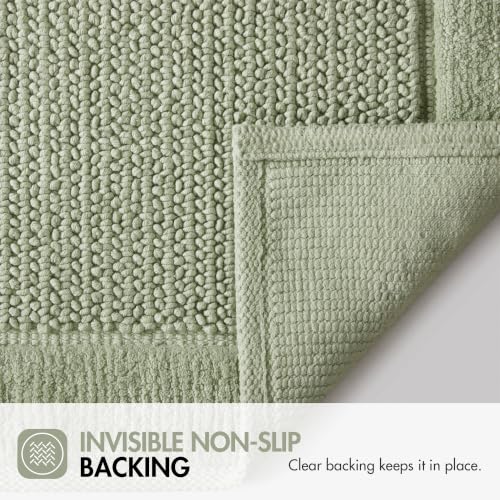 Madison Park Sanctuary 100% Cotton Non-Slip Bath Rug for Bathroom, Bedroom & Entryway, 24x48 Inch Low-Profile Soft Absorbent Woven Bathroom Rug, Machine Washable, Sage Green by Madison Park - Used condition - Image 6