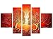 Santin Art -Wood Framed Artwork the Lovers Tree High Q. Wall Decor Landscape Painting on Canvas 5pcs/set Mixorde