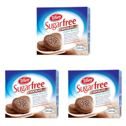 Image of Tiffany Sugar Free Chocolate Cream Sandwich Biscuits, 162g | Healthy Snacks for Diebetic | Sweetened With Splenda (Pack of 3)