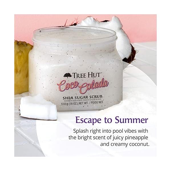 Tree Hut Shea Sugar Scrub Coco Colada, 18 oz, Ultra Hydrating and Exfoliating Scrub for Nourishing Essential Body Care