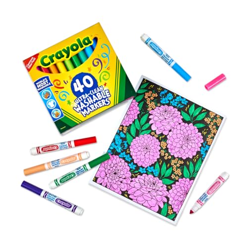 Crayola Ultra Clean Washable Markers (40ct), Teacher School Supplies for Kids, Broad Line Colored Markers, Art Marker Set, Ages 3+ - image 2