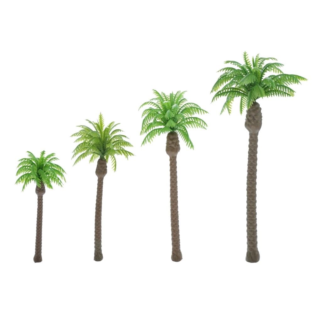 Landscape Greenery 20pcs Coconut Palm Model Trees, Rainforest Scenery Plastic Tree, Tropical for Architecture Landscape