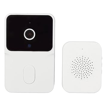 Wireless Doorbell, Smart Door Bell with Video, Security Visual Doorbell for Home, Smart WiFi Doorbell Camera Wireless Video Door Phone Doorbell, Night Vision, 2-Way Audio (White)