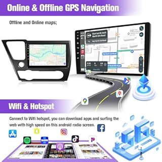 Leadfan Car Radio for Honda Civic 2013 2014 2015 2016 2017 with Wireless Carplay Android Auto, 9 Inch Touch Screen for Honda Civic Stereo, Blutooth FM GPS WiFi SWC EQ, 2G+32G