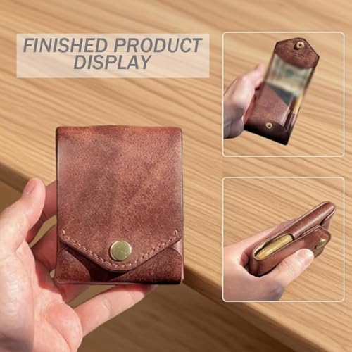 Vintage Handmade Leather Wallet,Multifunctional Compact Wallet,Slim Minimalist Men's Wallets Built-In Pen Slot,Holds 4-8 Cards and Cash (1 Set)2
