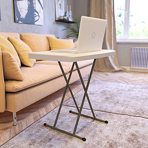 Flash Furniture Elon Folding Table - Granite White - Height Adjustable - 30 Inch - Tv Tray - Commercial Grade Laptop Table #TOP1