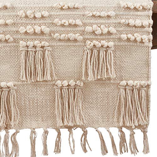 Ivory Tassel Moroccan Table Runner - 16"X72" Oblong #TOP2