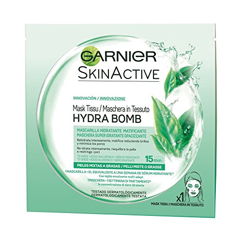 Garnier SkinActive Hydra Bomb Maschera Viso in Tessuto Super Idratante Opacizzante per Pelli Miste o Grasse, 32 gr