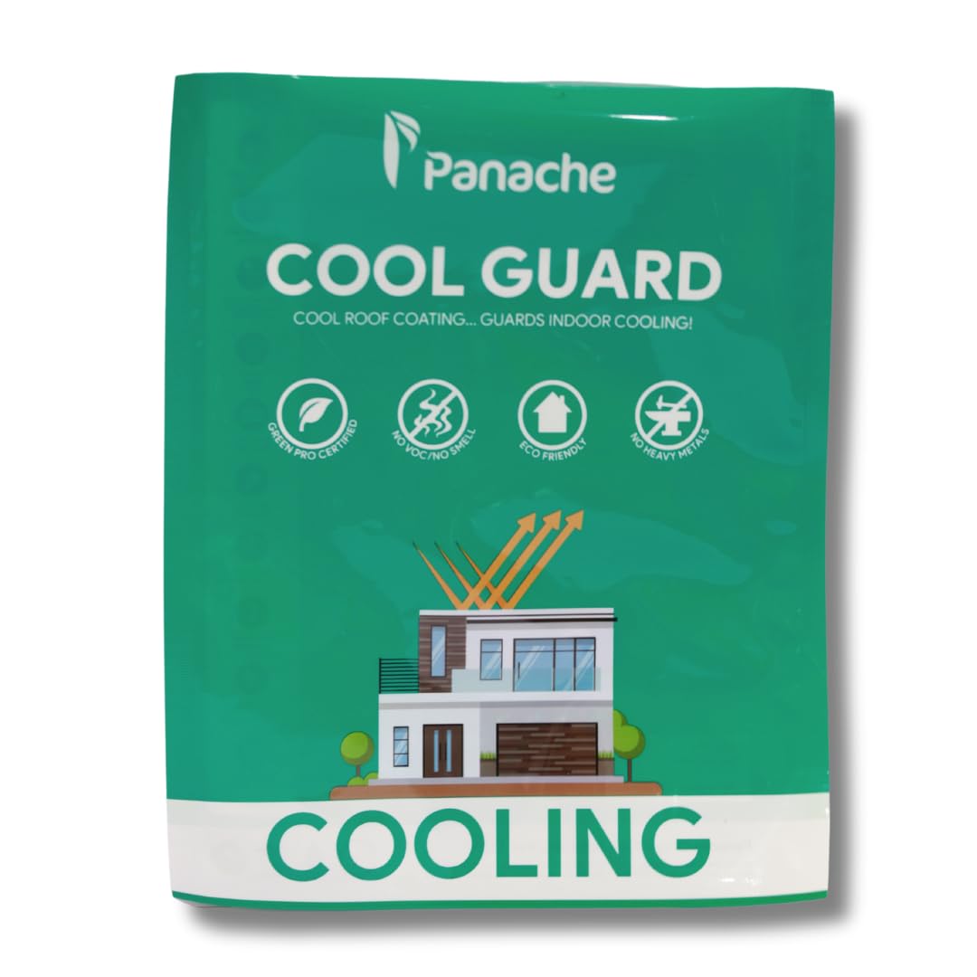 PANACHEPANACHE Cool Tops Premium Reflective Roof Coating - Cool Homes Without Ac! Cool Guard Cool, Elastomeric & Crack Free Roof Coating 2 Kg Packet