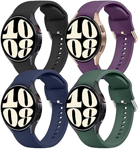 Mugust Bands Compatible with Samsung Galaxy Watch 6 / 5 / 4 Band 40mm 44mm, Galaxy Watch 5 Pro Bands 45mm, Galaxy Watch 6 Classic Bands, Galaxy Watch 4 Classic Band, 20mm Sport Band Adjustable Silicone Replacement Strap for Galaxy Watch 6 / 5 / 4 Women Men