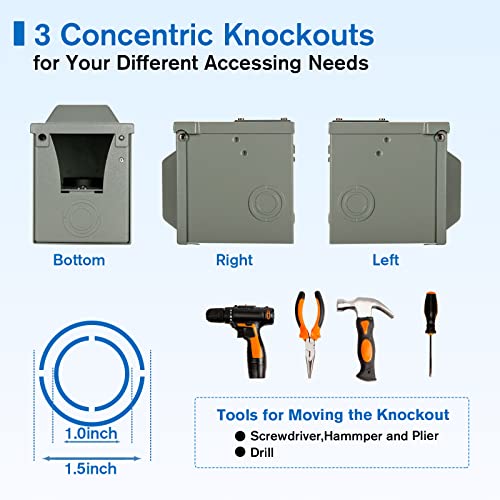 Bebobly 50 Amp Rv Power Outlet Box, 125/250 Volt Nema 14-50R Receptacle, Lockable Enclosed Outdoor Plug, Electrical Receptacle Panel, Weatherproof Temporary Hookup For Rv Camper Car Travel Generator #TOP4