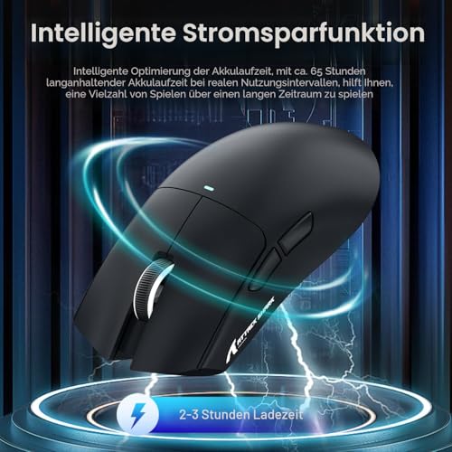 ATTACK SHARK X11 Gaming Mouse mit Magnetic Charging Dock, PixArt PAW3311 Gaming Sensor, BT/2.4G Wireless/Wired Gaming Mouse, 22000 DPI, Office Mice Gamer Mice Mice for Win11/Xbox/PS/Mac (Schwarz) 5