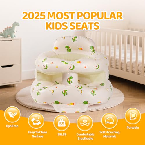 Image of Inflatable Seat for Babies 3-36 Months, SSyang Sit Me Up Floor Chair with Built-in Air Pump, Supportive Baby Chair for Learning to Sit, Full Surround Design - Dinosaur