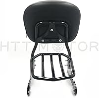 Vista 9 de HTTMT Sissy Bar - Portaequipajes para Softail 2000-2005 y respaldo desmontable de lujo para pasajeros 2006-2019 [P/N: SBB025+T] Negro
